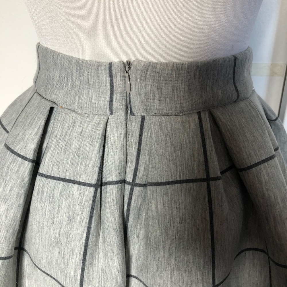 50’s Comfy Gray Grid Pattern A-Line Flare Skirt - image 2